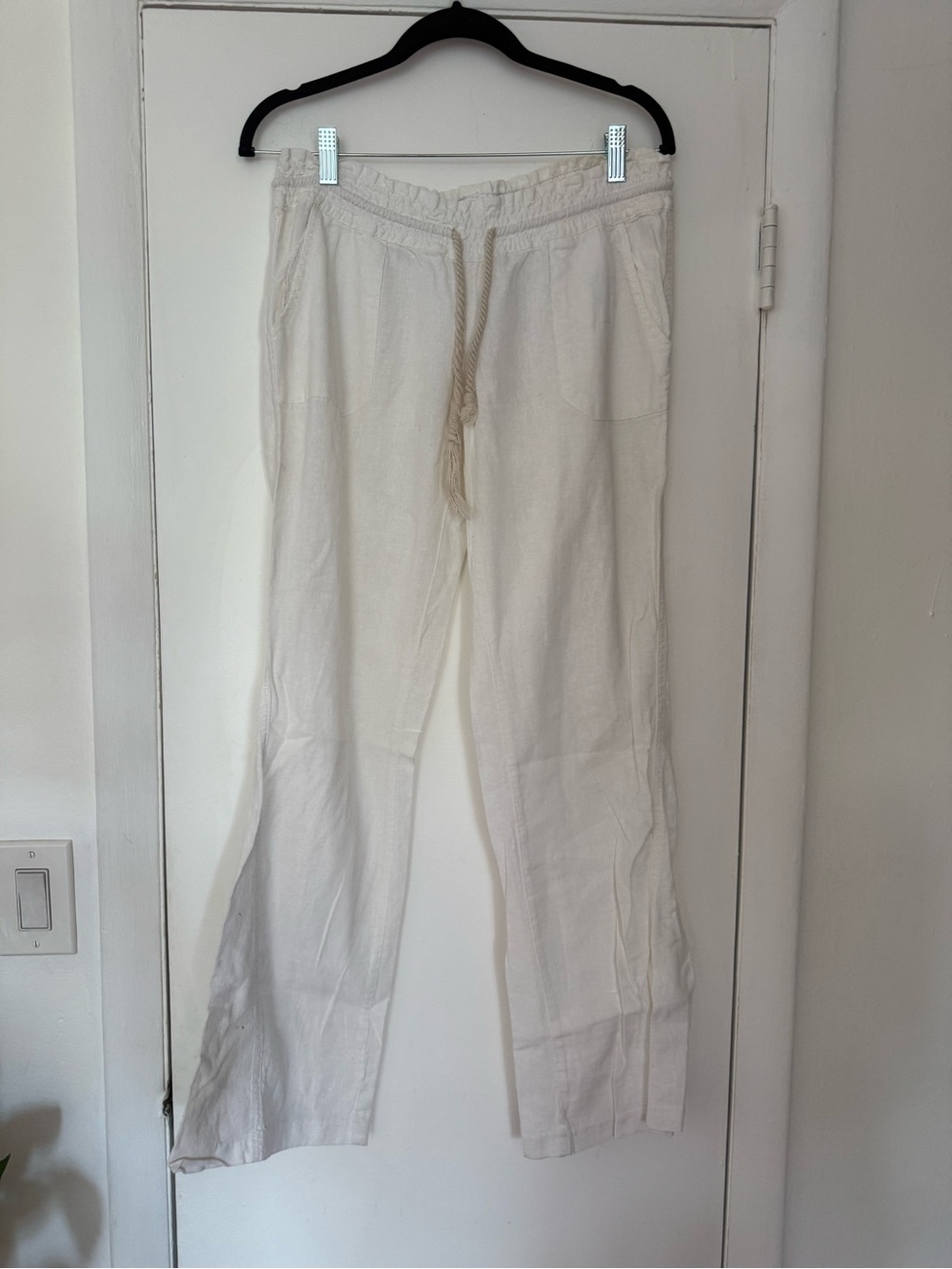 Roxy Women's Cream Drawstring Linen Pants